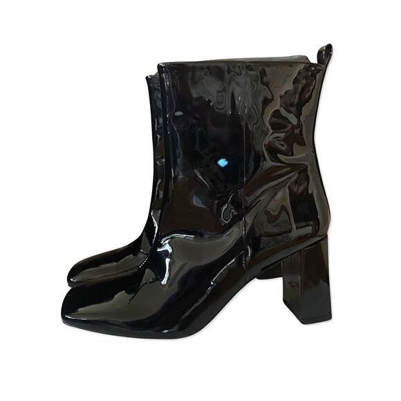 GOOD AMERICAN pattent leather square toe ankle boots high heels sz 10.5 NIB - Picture 8 of 12